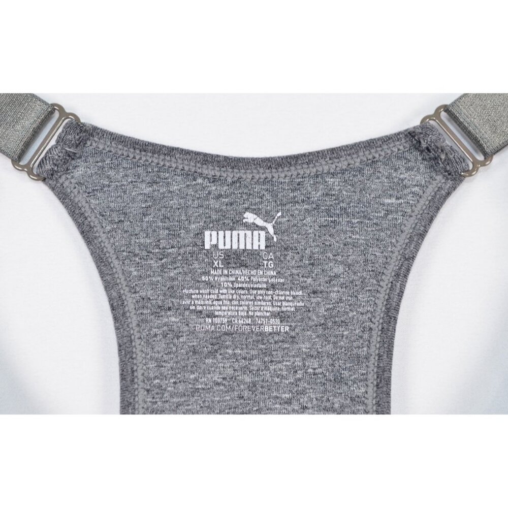 Puma Racerback Medium Impact Seamless Stretch Sports Bra Gray Size XL - Picture 5 of 5